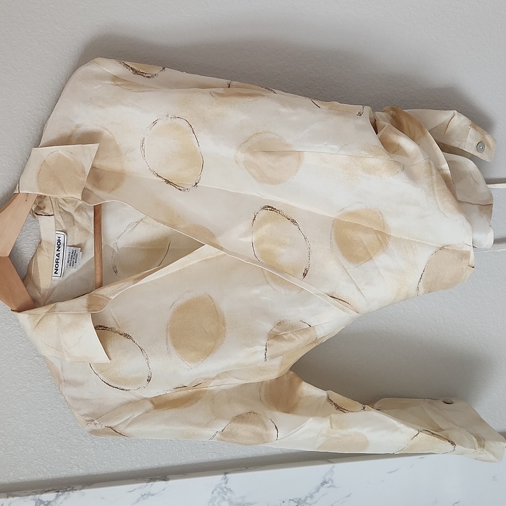 Nora Noh Cream Wrap Button-Down Blouse